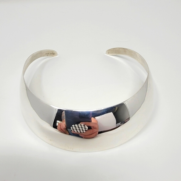 Sterling Silver Cuff Necklace Signed By Artist LEX - Picture 5 of 7